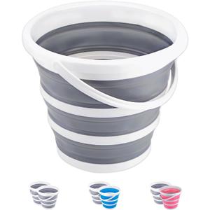 Craftend Collapsible Bucket 10L 2.6 Gallon Cleaning Bucket Mop Bucket Folding Foldable Portable Small Plastic Water Supplies for Outdoor Garden Camping Fishing Car Wash Space Saving - Gray