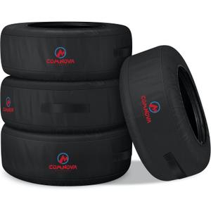 Comnova Seasonal Tire Totes 4 Pack - 600D Spare Tire Cover with Handle, Waterproof Heavy Duty Fade-Resistant Tire Storage Bag, Fits Tire Diameters 22" - 31", Black
