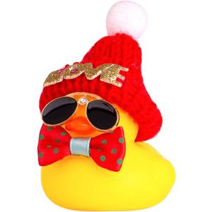 Rubber Duck Car Ornaments Yellow Ducks Car Dashboard Decorations for Christmas Decor and Home Decorations with Mini Hat Scarf and Sunglasses (B15)