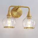 Gold Bathroom Light Fixtures 2-Lights Vanity Lights with Clear Glass Shade Bathroom Vanity Light 14 Inch Wall Sconces(Exclude E26 Bulb)