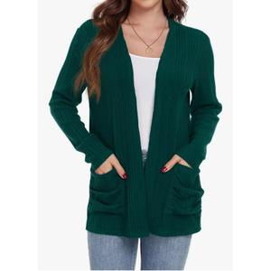 GRECERELLE Womens Long Sleeve Lightweight Open Front V-Neck Casual Cardigan Sweaters Outerwear with Pockets 2025, S