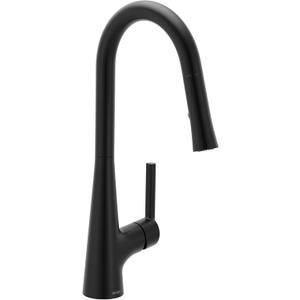 Moen Ronan Matte Black Pulldown Kitchen Faucet with SwivelControl Wand and Power Clean Technology 87918BL