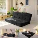 MAXYOYO 8" Foldable Floor Sofa Bed, Tufted Foldable Couch Bed Thick Folding Mattress with Handles, Versatile Folding Sofa Couch for Floor Sleeping, Living Room & Guest Room, Black