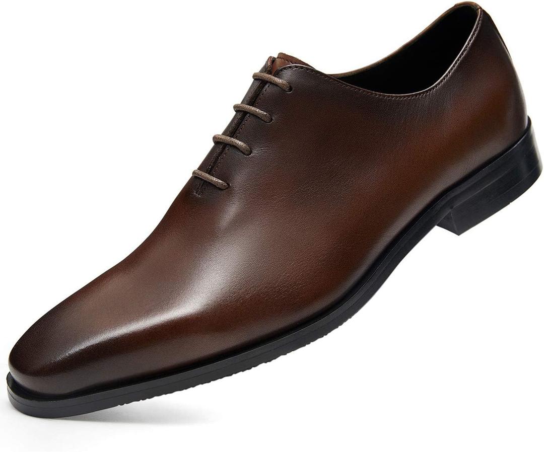 Men's Dress Shoes Oxford Formal Leather Shoes for Men (10.5, Dark Brown)