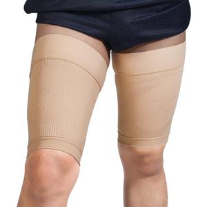 Thigh Compression Sleeves (Pair), Unisex, Hamstring Compression Sleeve for Quad & Groin Pain Relief & Recovery, Thigh Brace & Wrap Great for Running Sports & Injury, Upper Leg Sleeves Beige 3XL (3X-Large)