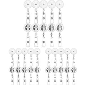 30 Pack Retractable Badge Reels with Swivel Alligator Clip - Bulk Heavy Duty Retractable Badge Holders, ID Card Name Tag Holder Clips for Teacher Student Worker Employee (Translucent Clear)