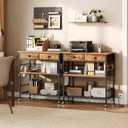 HOOBRO Kitchen Island with Storage, Rolling Island Cart for Kitchen with 2 Drawers & Outlet, 3 Tier Coffee Station and Microwave Stand, Kitchen Island Table for Home, Rustic Brown BF08UZD01, 18.9"L x 35.4"W x 37.8"H
