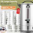 Commercial Coffee Urn 160 Cups Hot Beverage Dispenser 24L Large Coffee Urn Stainless Steel Coffee Maker Dual Layers for Coffee Break Business Catering Church Restaurant