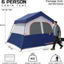 HG 6 Person Camping Tent, Portable Cabin Tent for Camp, Windproof Fabric Easy Set Up Family Tent Outdoor for Hiking, Backpacking, Traveling
