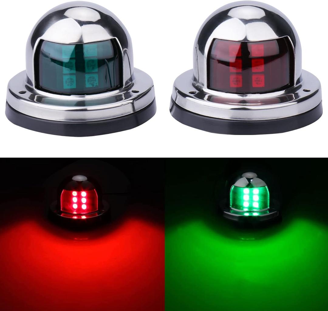 Boat Navigation Lights, Stainless Steel Led Bow Light for Pontoon and Small Boat (One Pair,Silver)