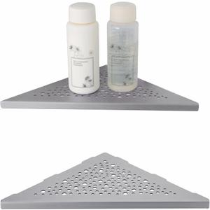 WELLUP Brushed Nickel 10 Corner Shower Shelf Bathroom Shower Shelves, 2 Pack Triangular 304 Stainless Steel Shower Corner Shelf for Tiled Walls, No Drilling