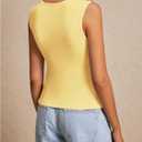 Milumia Women Tie Front Y2k Tank Tops Wide Strap Sexy Cut Out Split Hem Sleeveless Tops (Yellow, XS)