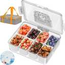 Snackle Box Container with Ice Pack, Bonus Insulated Bag Charcoolerie Chilled Portable Serving Tray with Lid and Handle8 Compartment Snack Container for Charcuterie Snack Road Trip Picnic