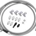 6AN 70 Transmission Cooler Hose Line kit, Compatible with GM Chevy Transmission 4L80E TH350 TH400 4L60E 700R4 200-4R TR6060 C5 AOD Stainless Steel Braided AN6 Adapter Fitting