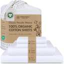 Threadmill 100% Organic Cotton Sheets for Queen Size Bed | GOTS Certified - Percale Sheets Queen - Soft Cooling Sheet - Deep Pockets | 4 Piece Set (Bright White Solid)