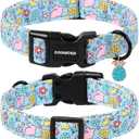 DOGWONG Easter Dog Collar-Cute Blue Easter Bunny Dog Collar, Easter Egg &Rabbit Pet Collars Puppy Collar Gifts with Quick Release Buckle for Girl&Boy Dogs,L
