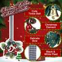 Zeyune 12 Pcs Small Christmas Wreaths for Kitchen Cabinets with Bow Ribbon Mini Cabinet Door Wreath Set Hanging Christmas Decor for Kitchen Window Outdoor Indoor, 14.96 x 7.87''(Simple Style)