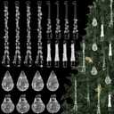 Landical 20 Pack Clear Glass Christmas Ornaments Chandelier Crystals Teardrop Hanging Ornaments Drop Pendant for Christmas Tree Winter Wedding Party Centerpieces Decoration