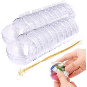 20PCS 60mm Christmas Ball Ornaments Clear Plastic Fillable Christmas Ball 2.36'' DIY Craft Ornaments,Shatterproof Xmas Tree Hanging Balls Decorations for Holiday, Wedding, Birthday, Christmas Decor