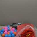 QPAU 3-in-1 Inflatable Bounce House for Toddlers 1-3, Ball Pit & Trampoline, Inflatable Bouncy House with Pump, Safety Net, Indoor & Outdoor Bubble Bouncer Baby Play Yard