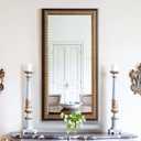 Vintage Wall Mirror for Living Room, 48" L x 24" W Large Gold Mirror for Wall with Carved Wood Frame, Rectangular Baroque Mirrors for Bathroom Entrance Hallyway, Horizontal/Vertical Hanging