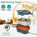 SOHIDA Electric Lunch Box Food Heater, 80W Portable Warmer for Car Truck Work with 304 Stainless Steel Container, 12V/24V/110V Green Heated Lunch Box Suitable for Ideal Driver/Work/Gift