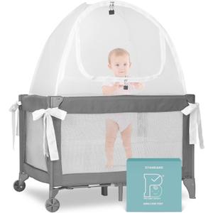 Mini Crib and Pack and Play Tent, Net Canopy to Keep Baby from Climbing Out, Breathable Mesh with Auto-Lock Zipper and Latch, Safety Tent for Travel and Sleep (Mosquiteros para Cunas de Bebes) (Clear)