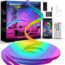 52FT LED Neon RGB+IC Lights, LED Lights with RF Remote & APP Control, Flexible IP65 Waterproof Outdoor,Music Sync,DIY Design, 24V LED Strip Lights for Gaming Livingroom Wall Christmas Decor (White)