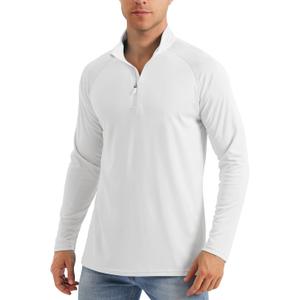 MAGCOMSEN Men's Long Sleeve Sun Shirts UPF 50+ Tees 1/4 Zip Up Fishing Running Rash Guard T-Shirts Outdoor Shirt (Medium)