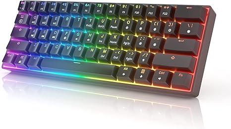 HK GAMING GK61 Mechanical Gaming Keyboard - 61 Keys Multi Color RGB Illuminated LED Backlit Wired Programmable for PC/Mac Gamer Clicky Switch (Gateron Optical Blue)