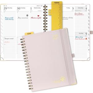 POPRUN Academic Planner 2026-2027, Weekly Planner July 2026-June 2027, 10" x 8"planner weekly and monthly with Hardcover, Tabs, Ruler, Pen Loop, Unisex appointment Book for Work, Organizing and Studying - Light Pink