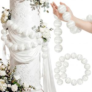 Wedding Pearl Ball Garland Ornament Beads Wedding Hanging Ball Garland Decor for Bridal Shower Engagement Baby Shower Photo Background Decoration and Decor DIY Craft(1.57inch x 40inch)