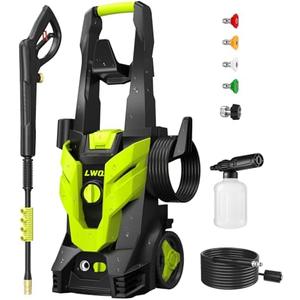 Electric Pressure Washer, 2.5 GPM Power Washer with 4 Quick Connect Nozzles, High Pressure Cleaning Machine with Foam Cannon for Cars/Fences/Driveways/Patios/Home Cleaning (Green)