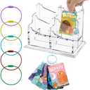 Card holder for Yoto cards,Acrylic Yoto Card Case,Large Yoto Card Storage Box with Four Compartments,Yoto Card Keyring Loop Holder Card Tabs Storage,Card Desktop Organizer Card Storage Box (Acrylic)