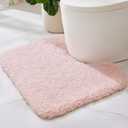 ILANGO Pink Toilet Rugs U Shaped 22" 24" Non Slip & Super Absorbent Extra Thick Soft, Washable Bath Mats for Bathroom Floor, Microfiber Plush Shaggy Contour Bath Rugs for Toilet,Dry Quick