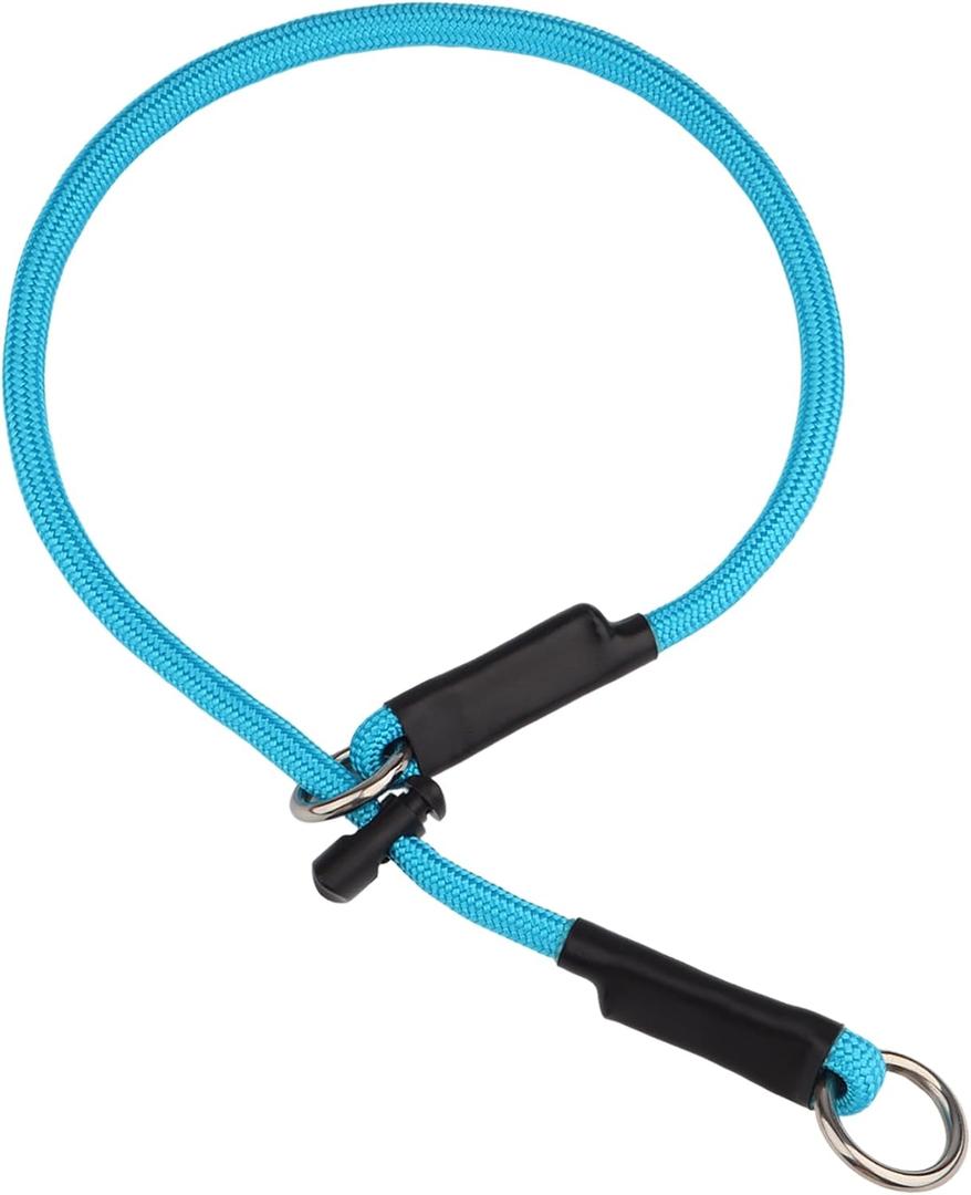 Martingale Dog Collar, 5/16 High-Strength Nylon Rope Slip Collar with Spring-Loaded Adjustable Stopper for Small, Medium & Large Dogs(Sky Blue, 22 inch)