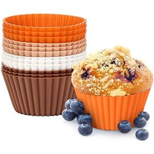 MMmat Silicone Baking Cups, Non-Stick Muffin Liners, 12 Pack Reusable Standard Silicone Round Baking Cups, Food Grade, European Standard LFGB, BPA Free, Dishwasher Safe