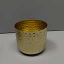 MyGift 6-Inch Shiny Brass Tone Metal Plant Pot with Hammered Texture, Cylindrical Indoor Succulent Planter - Handcrafted in India