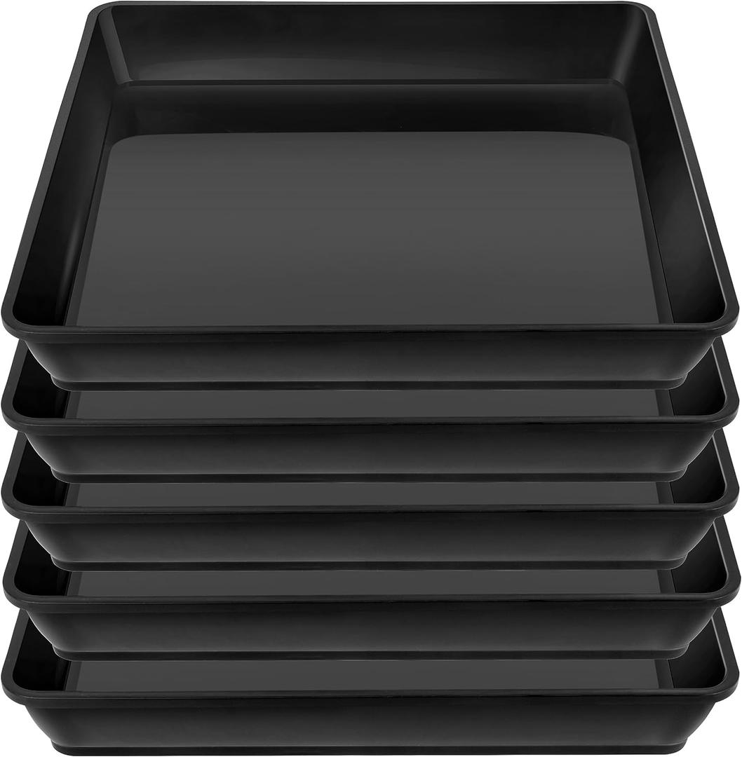 Square Plant Saucer 6inch 5 Pack, Plastic Plant Saucers, Plant Water Dray Tray, 8 10 12 14 16 18 20 Inch Garden Planters for for Pots Base Indoors and Outdoors Plants6 inch Black