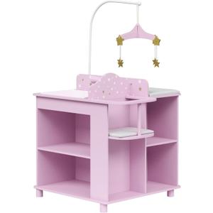 Olivia's Little World Baby Doll Changing Station with Built-in Baby Doll High Chair, Closet, Shelves, Sink, Overhead Mobile, & Baby Doll Clothing Hangers for up to 18 Inch Dolls, Purple Stars, 22.75" x 19" x 22.25"