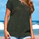 PRETTYGARDEN Womens Spring Tops 2026 Summer Shirts Crochet Cap Sleeve Sweater Pullover Cute Beach Vacation Clothes (Green, M)