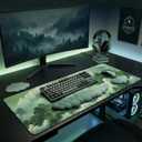 Green Cloud Mouse Pad and Keyboard Wrist Rest 4PCS Extended Forest Mountain Aesthetic Large Desk Mat Pad Set Memory Foam Non-Slip Cute Ergonomic Gaming Mouse Pad Wrist Support for Computer Home Office