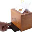 WELLAND Wood Recipe Box with 4 x 6 Inches Cards, Phone Slot on the Top, Pull-out iPad Holder Stand, Card Dividers with Tap