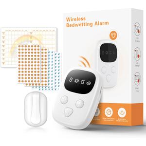 2026 New Wireless Bed Wetting Alarm for Boys and Girls, White Bedwetting Alarm, Compact & Comfortable Wireless Sensor, 7 Melodies 3 Modes,Includes Progress Card and Stickers