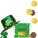 St. Patrick's Day 6 Bags 25 Chocolate Coins Gold Shamrock Coins Foils, Premium Belgian Milk Chocolate Clover Coins Resealable Bag, Nut-Free (6 Bags) (EXP 06/08/27)