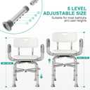 PETKABOO Swivel Shower Chair with Armrests and Back, 550 lbs Heavy-Duty Shower Seat for Showers and Bathtubs, 5- Height-Adjustable Adult Shower Chair, Elderly Bathtub Chair