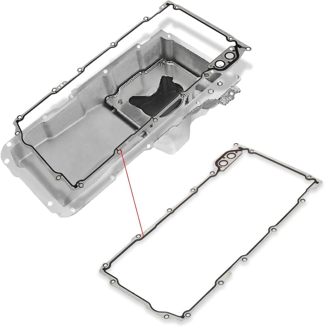 Oil Pan Gasket Set Replacement for 4.8L 5.3L 6.0L 6.2L Chevy Silverado, Suburban, Tahoe, Trailblazer, GMC Sierra, Yukon, Cadillac Escalade, Replace #12612350 OS30693R