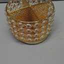 Hedume Crystal Vanity Organizer with 4 Compartments, 360 Degree Rotating Makeup Brush Holder, 4-Slot Glitter Gold Spinning Cosmetic Brushes Display Multi-Functional Desk Organizer Home Decor