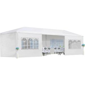 10x30Ft Outdoor Party Tent Gazebo, Waterproof Gazebo Canopy Tents with 8 Removable Sidewalls, Heavy Duty Tents with Marquee Featuring Windows, Suitable for Large Wedding, Party, Birthday, Camping (White)