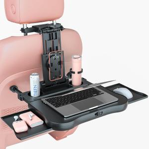 [Upgraded] Car Seat Table with Expandable Tray - Car Desk for Laptop Car Backseat Mount, Car Trays for Eating with Non-Slip Pad/Phone&Tablet Holde, Car Accessories for Writing/Laptop/Dining/Work (Upgraded 1pcs)